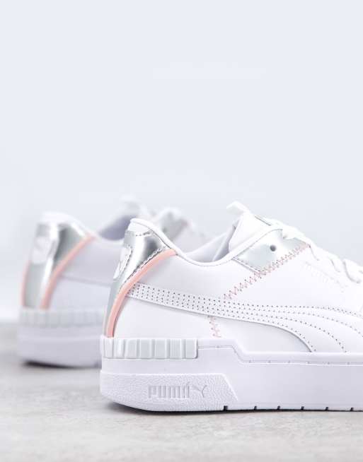 Puma Cali Sport trainers in white and silver exclusive to ASOS