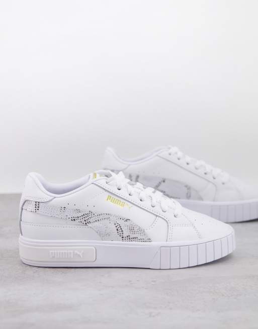 PUMA Cali Star sneakers in white and snake