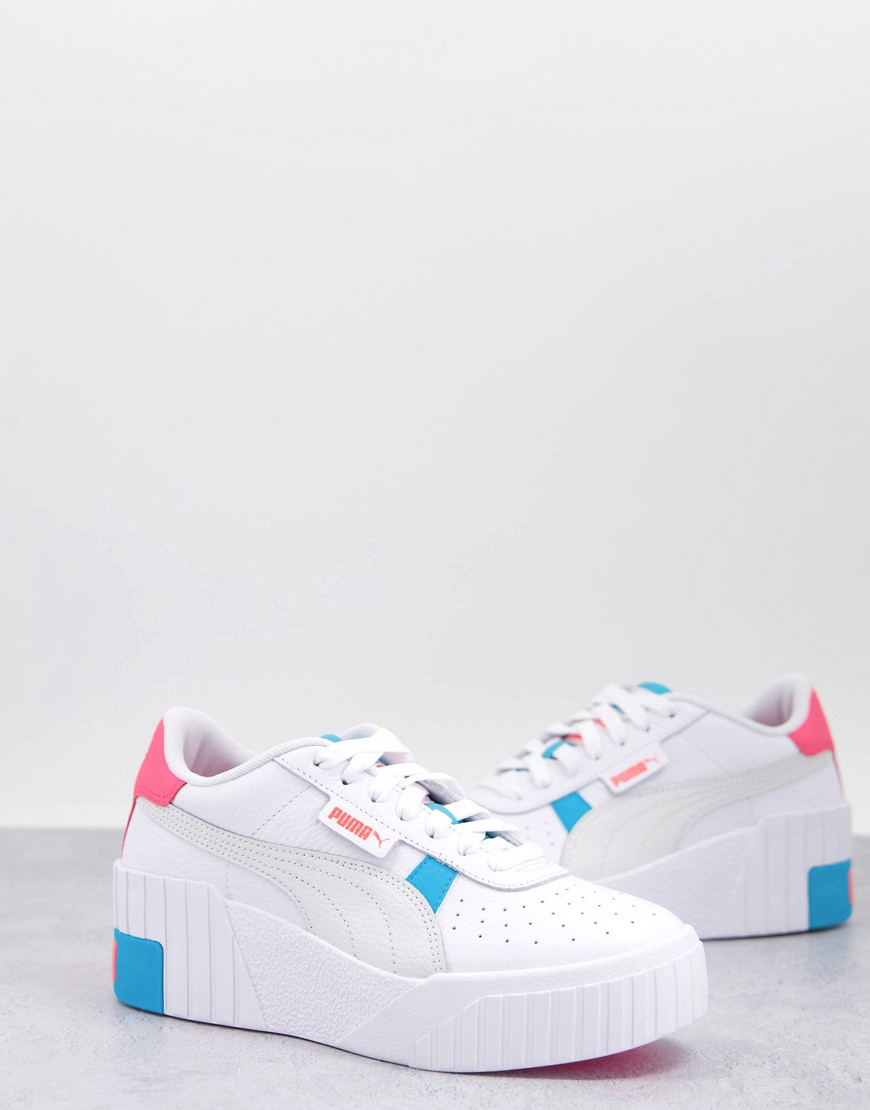 Puma Cali Wedge sneakers in white and blue