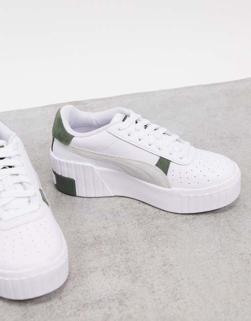 puma cali wedge sneakers in green