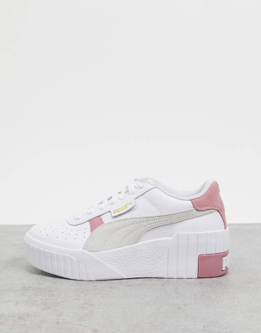 puma cali dream trainers in white and pink