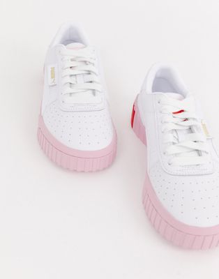 Puma Cali white and pink trainers | ASOS