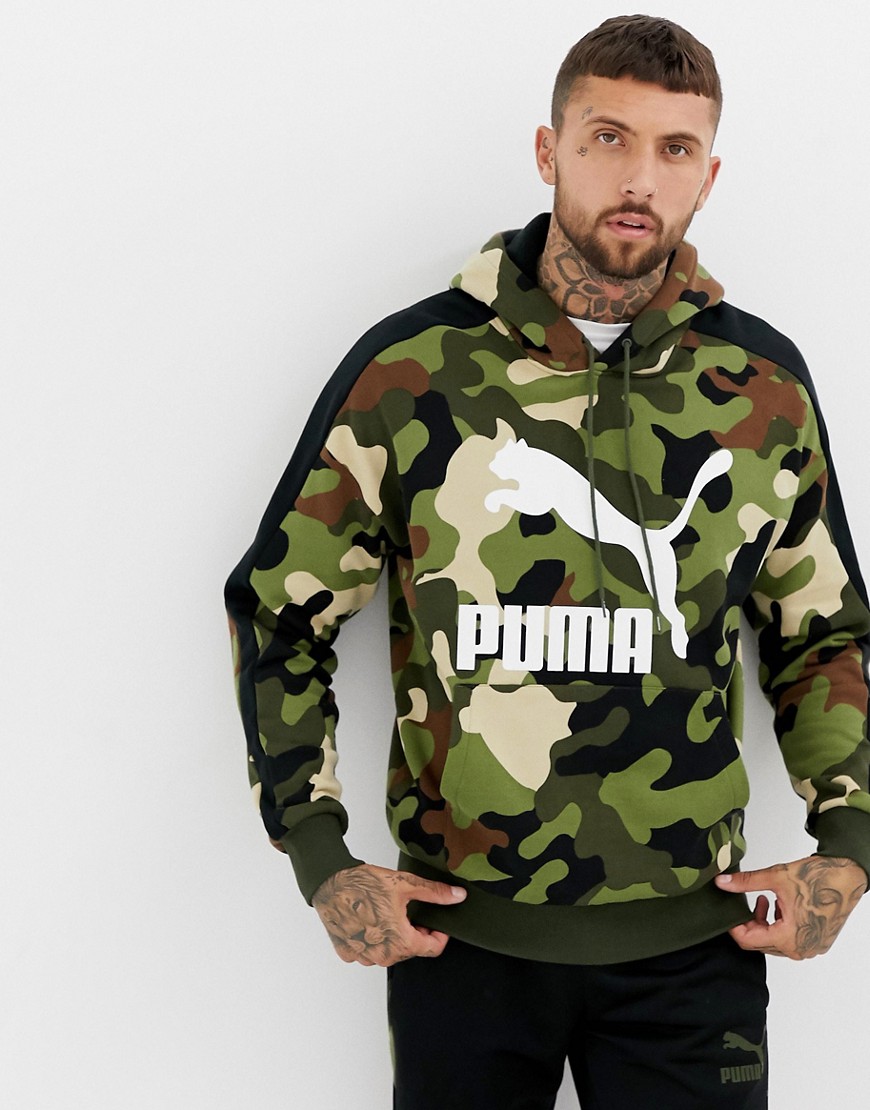 Puma - Camo hoodie zonder sluiting in groen