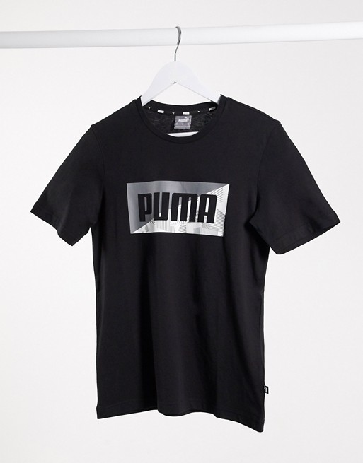 Puma camo logo chest print t-shirt in black