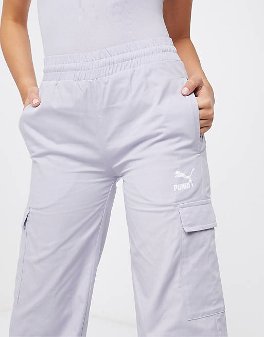 Trousers & Leggings Puma cargo wide leg trousers in lilac - exclusive to  