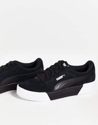 puma carina trainers black and white
