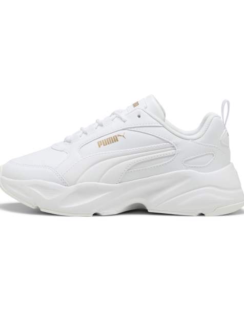 Puma Cassia 2.0 trainers in white with gold logo - view 1