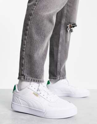 Puma caven trainers in white and green