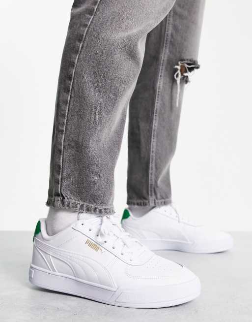 Puma caven trainers in white and green ASOS