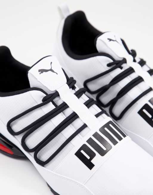 Puma Cell Regulate Mesh trainers in white black and red