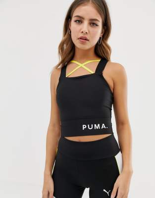 Puma chase crop strappy black top