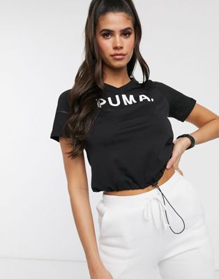 puma chase v neck t-shirt in black | ASOS