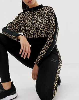 puma cheetah print side stripe t7 legging