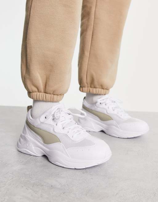 Puma Cilia chunky sneakers in white and green exclusive to ASOS