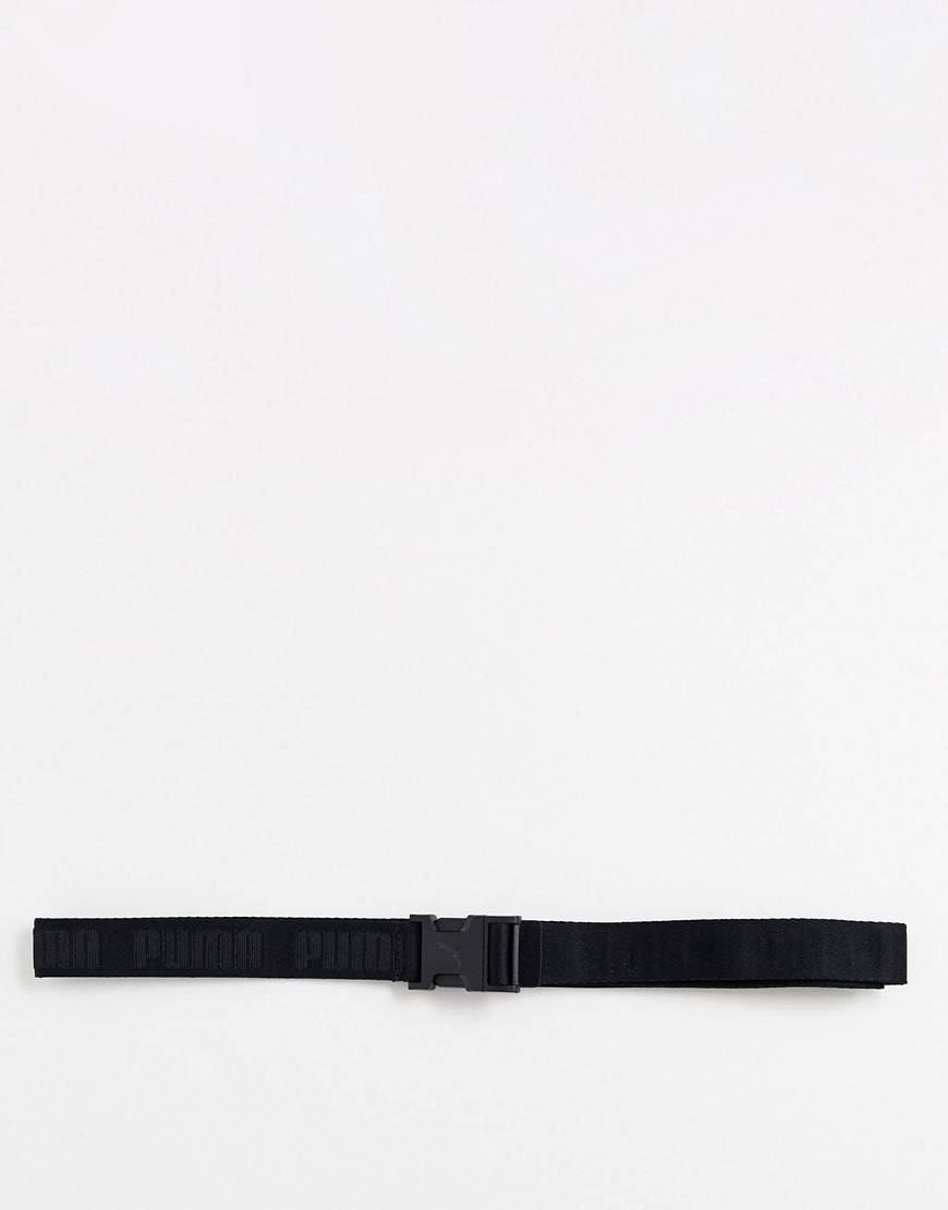 Puma - Cintura nera con nastro con logo e fibbia a clip nera-Nero