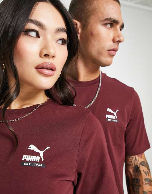 PUMA city graphic t shirt in burgundy ASOS