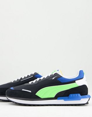 Puma City Rider Electric trainers in black and green