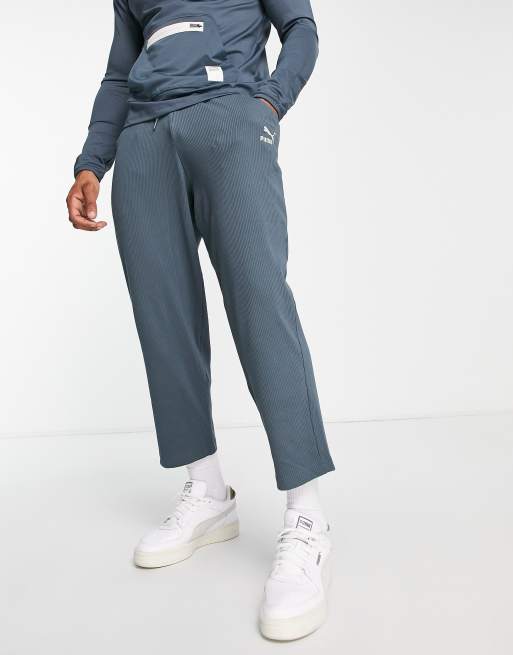 Puma - Classic - Geribbelde broek met rechte pijpen in donker leisteen blauw, exclusief bij ASOS