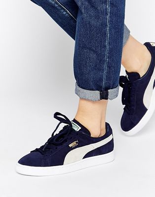 puma navy suede classic trainers