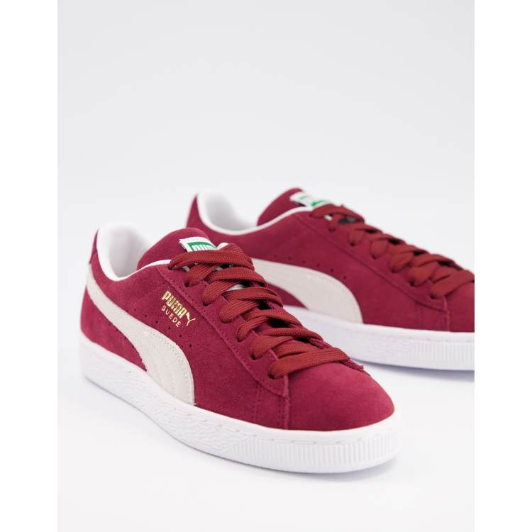 Puma burgundy on sale suede trainers