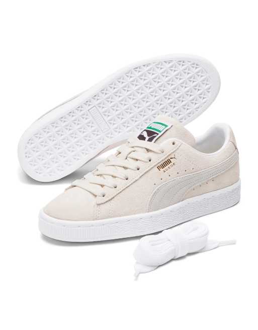 All white shop pumas suede