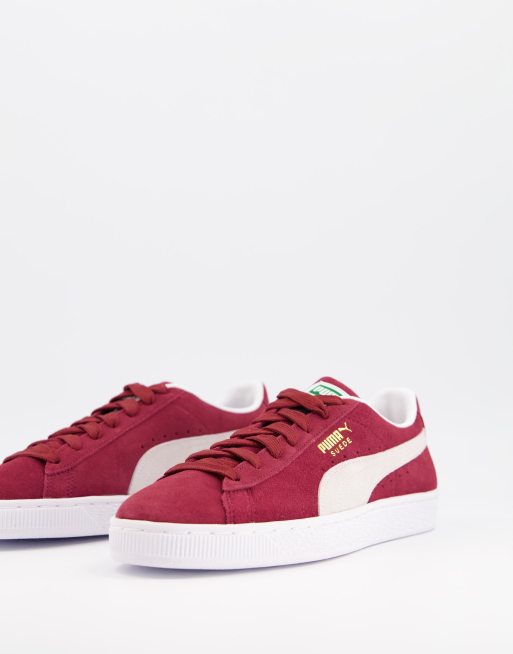 Puma burgundy store suede trainers