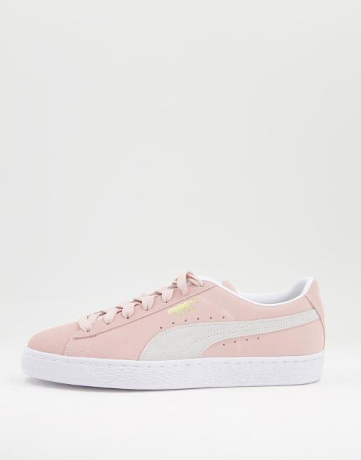 Puma pink shop suede trainers