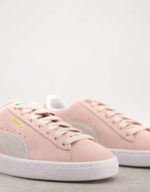 Puma classic+ hot sale pink suede trainers