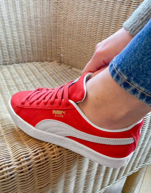 All red puma suede on clearance feet