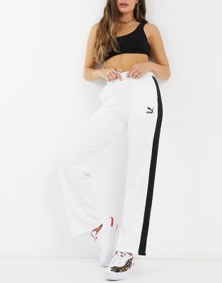 Puma Classic wide leg pants in white | ASOS