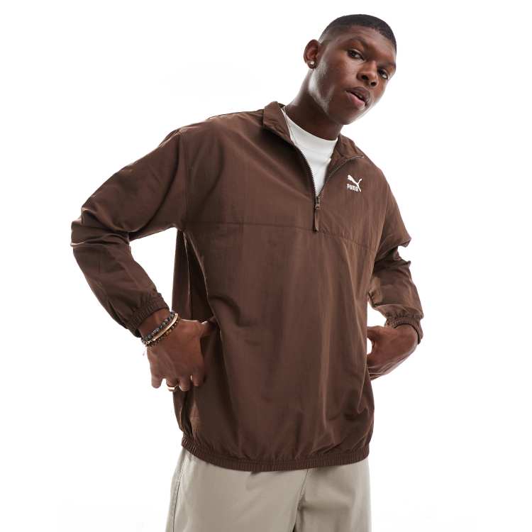 Puma Classics 1/2 zip top in brown | ASOS