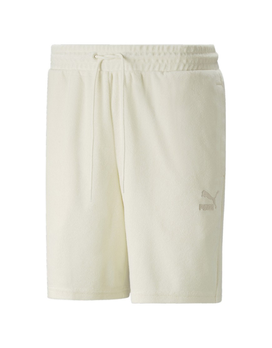 Puma Classics Terrycloth Shorts In Off White In Neutral