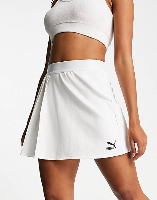 Puma classics asymmetric tennis skirt in white