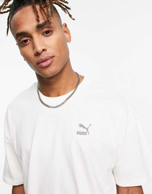 Puma Classics Short Sleeve Hoodie in Off White