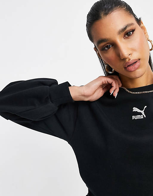  Puma Classics bell sleeve sweatshirt in black 