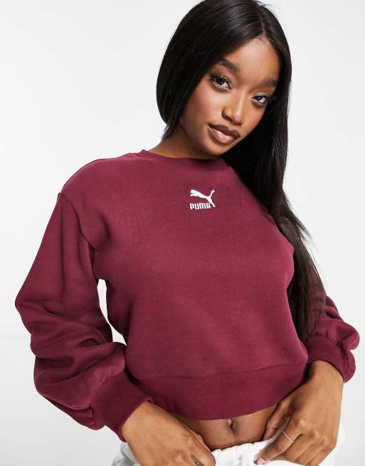 PUMA Classics bell sleeve sweatshirt in burgundy