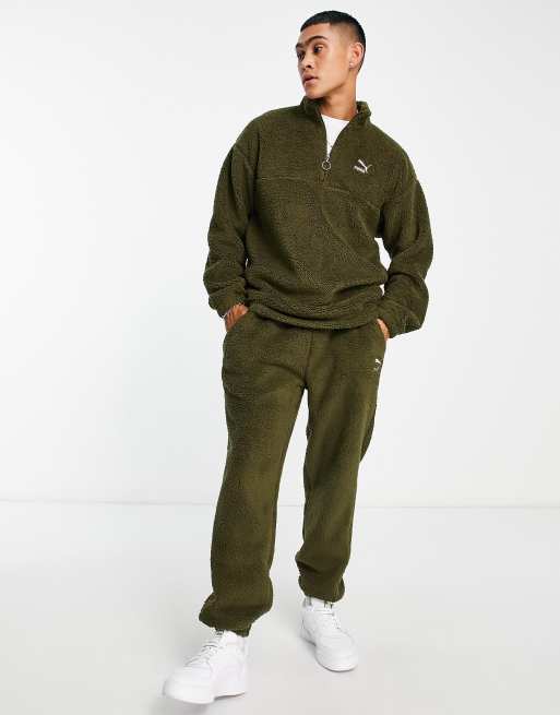 Olive green puma on sale sweatsuit