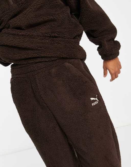 Puma classics borg trackies in dark brown exclusive to ASOS