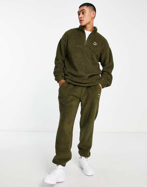 Puma classics borg trackies in deep olive - exclusive to ASOS