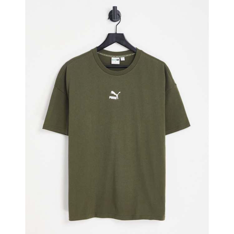 PUMA Classics boxy T-shirt in khaki | ASOS