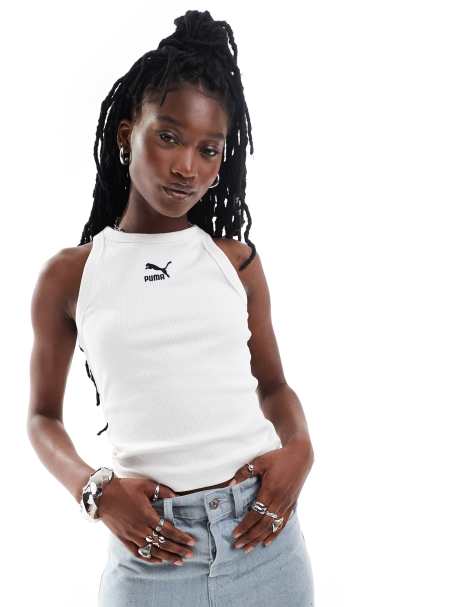 PUMA - Classics - Canotta slim fit bianca a coste - view 1