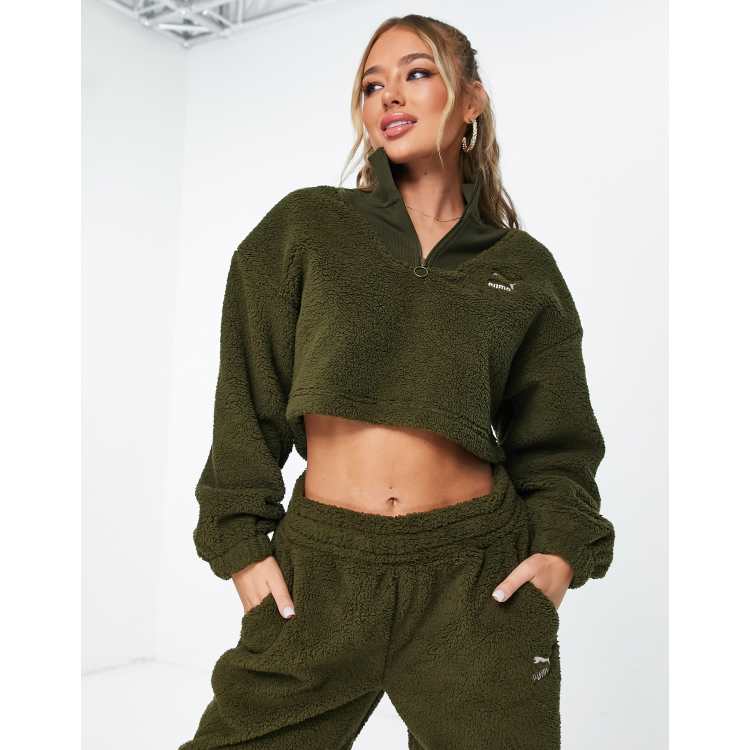 Puma olive green clearance sweatshirt