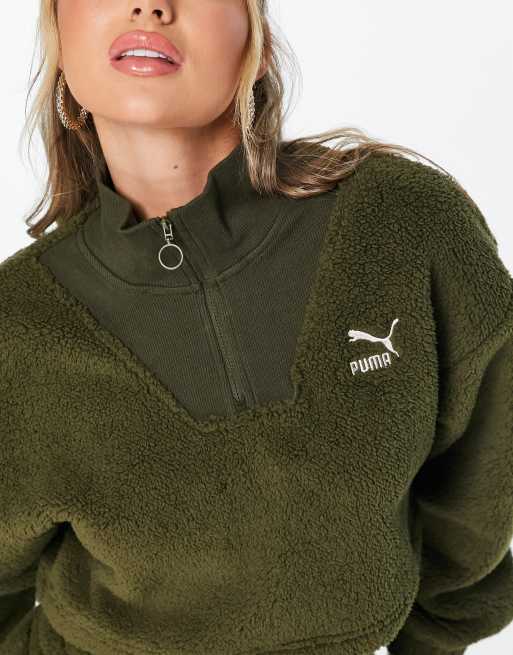 Olive green puma hot sale hoodie womens