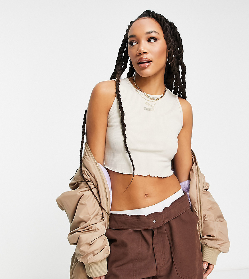 Puma classics cosy club cut out top in oatmeal Exclusive to ASOS-Neutral