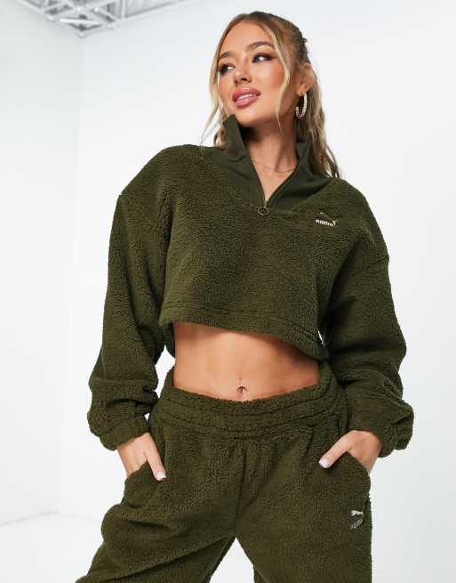 Olive green best sale puma hoodie