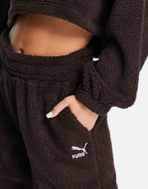 ASOS DESIGN cozy lounge borg hoodie w& sweatpants set in camel