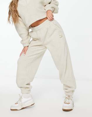 Puma Classics Cozy Club Borg Sweatpants In Oatmeal - Exclusive At Asos-neutral