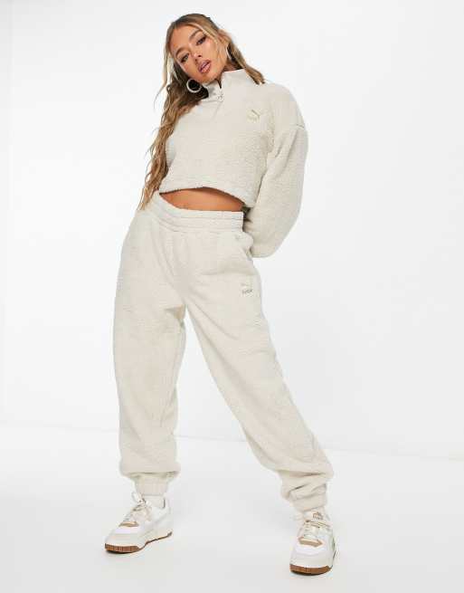 PUMA Classics Cozy Club borg sweatpants in oatmeal - Exclusive to ASOS