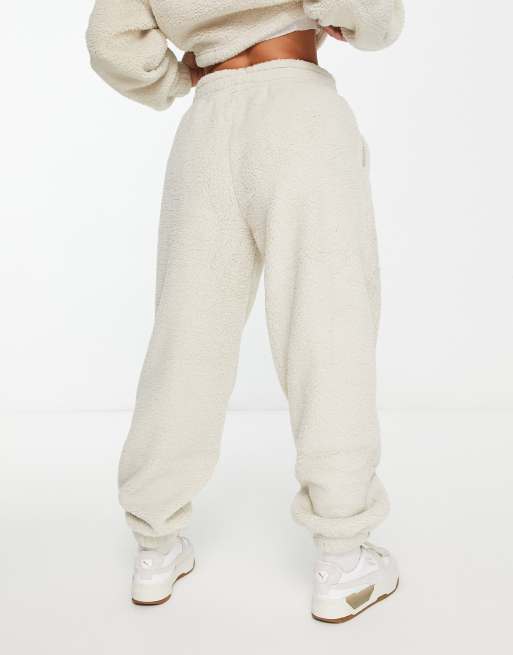 PUMA Classics Cozy Club teddy track pants in oatmeal Exclusive at ASOS