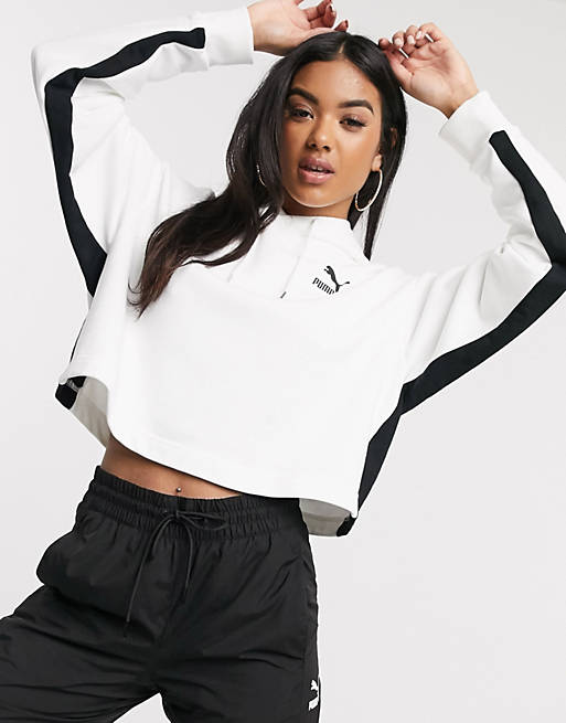 Puma Classics cropped hoodie in white | ASOS